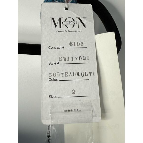 NEW Ellie Wilde Mon Cheri Formal Gown Women 2 Blue Embroider Floral Pageant Prom - Picture 4 of 13